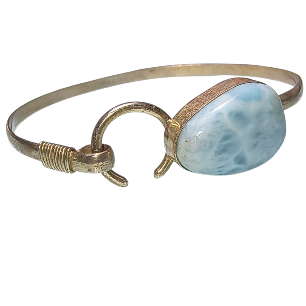Larimar And Sterling Silver Bracelet With Hook Closure - Picture 2 of 11
